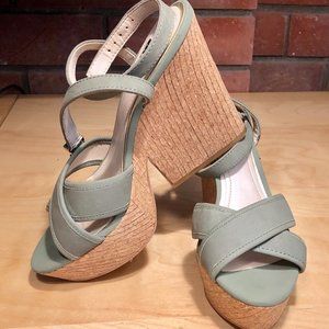 White House Black Market Cork Wedges Clover 8.5